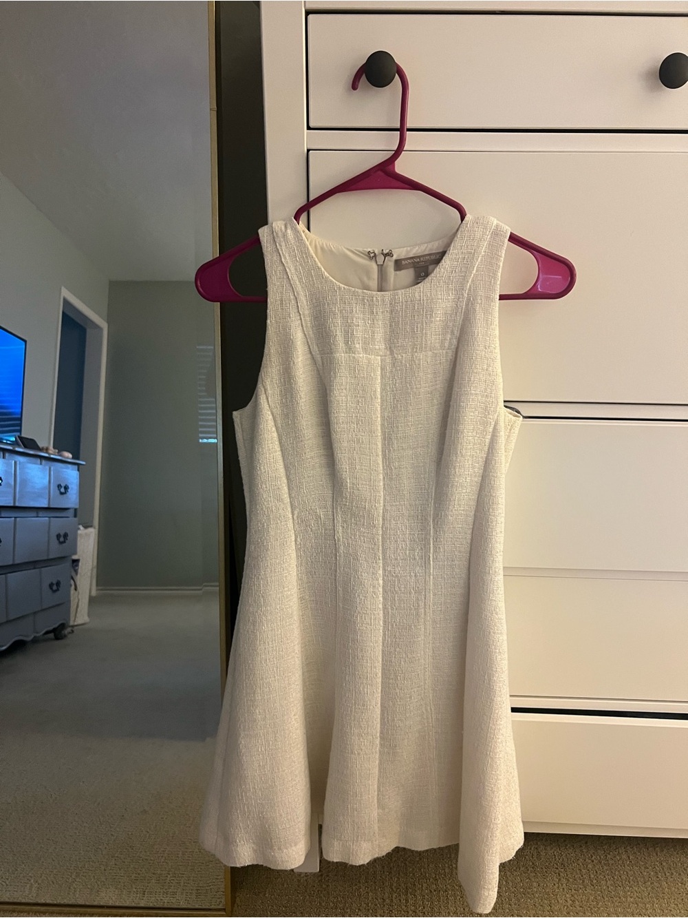 Banana Republic White Tweed Shift Dress